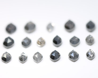 Salt and Pepper Marquise Diamond Mix Lot - Raw and Faceted Gemstones for Unique Engagement Rings, Artisan Jewelry, and Creative Designs