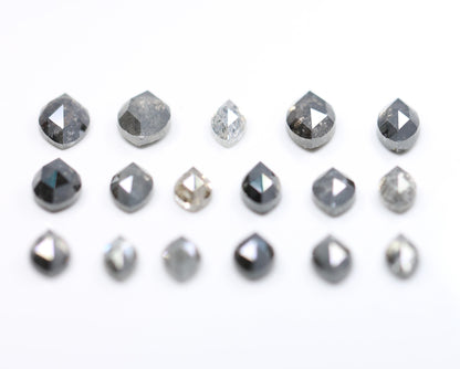 Salt and Pepper Marquise Diamond Mix Lot - Raw and Faceted Gemstones for Unique Engagement Rings, Artisan Jewelry, and Creative Designs
