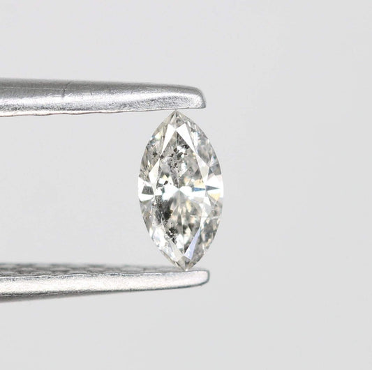 0.14 CT Ethically Sourced Marquise Cut Salt and Pepper Diamond - Handcrafted Artisan Engagement Ring for the Modern Romantic