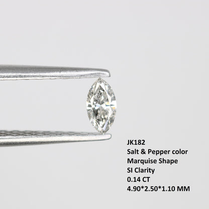 0.14 CT Ethically Sourced Marquise Cut Salt and Pepper Diamond - Handcrafted Artisan Engagement Ring for the Modern Romantic