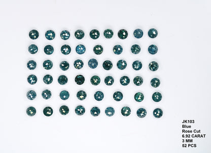 3.0 MM Natural Blue Diamonds, Round Rose Cut, Size  Fancy Color Faceted DiamondsFor Gold Ring Diamonds