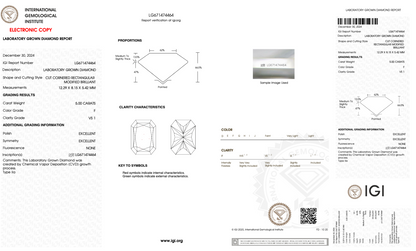 5 CT Radiant Cut Lab Grown Diamond IGI Certified