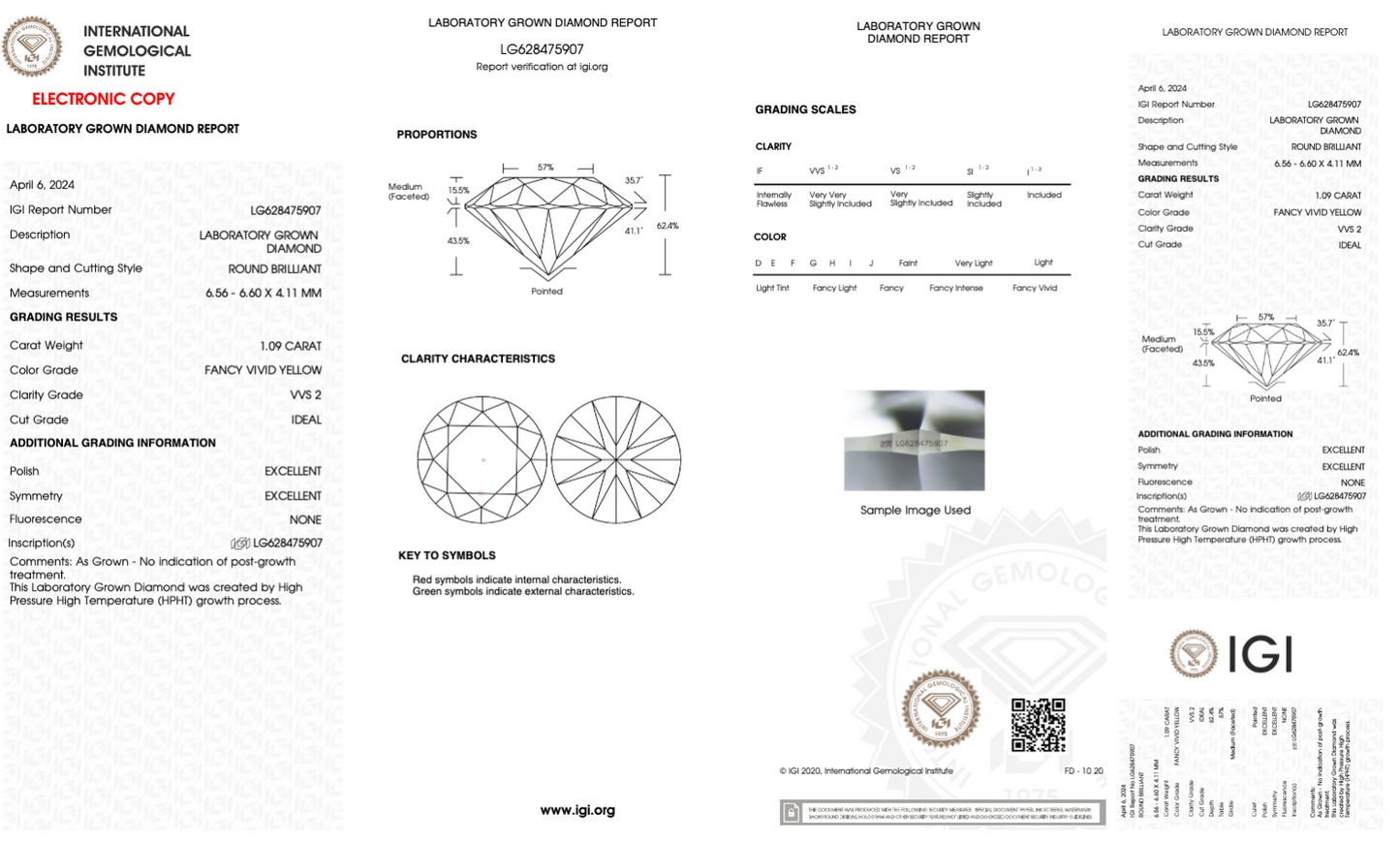 1  Carat Round Cut Lab Grown Diamond IGI Certified