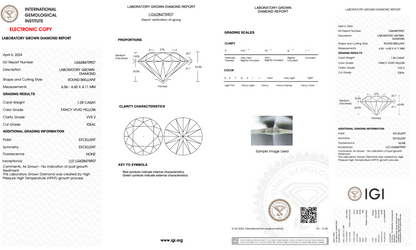 1  Carat Round Cut Lab Grown Diamond IGI Certified