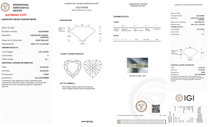 3  Carat Heart Cut Lab Grown Diamond IGI Certified